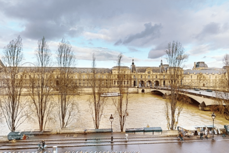 Vue du Musée du Louvre avec la Seine en crue.