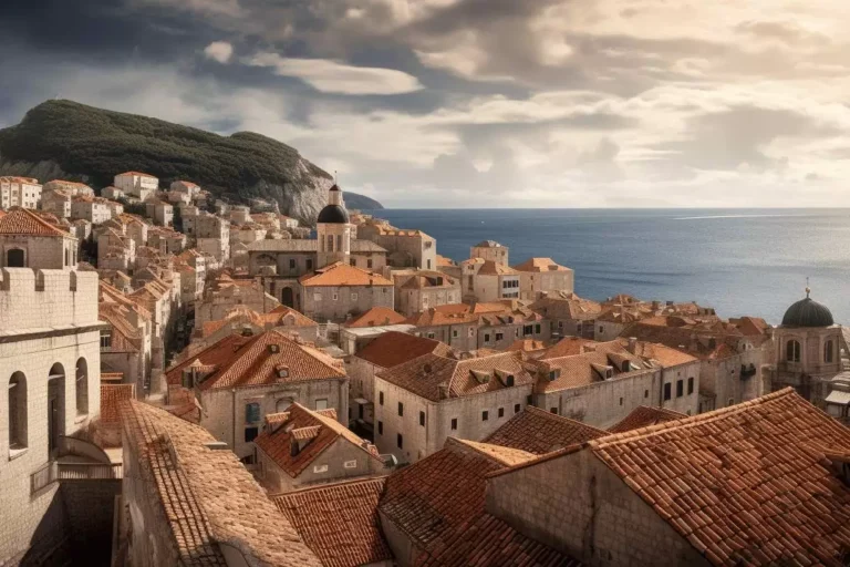 Vue panoramique de la vieille ville de Dubrovnik au bord de la mer.